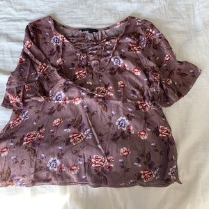American eagle floral tie up top